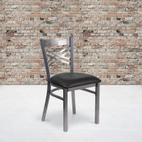 Flash Furniture XU-6FOB-CLR-BLKV-GG Hercules Series Clear Metal Restaurant Chair - Black Vinyl Seat